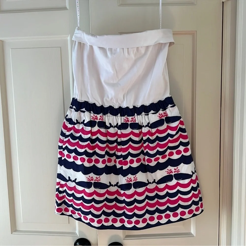 Lilly Pulitzer white with blue whales strapless dress size XS - Picture 2 of 4